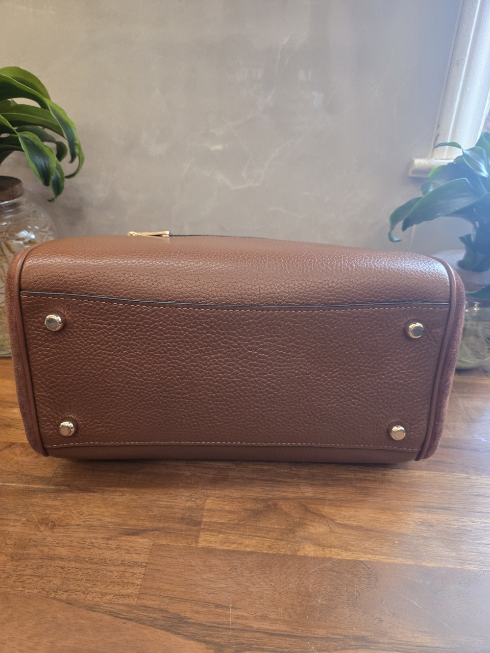 Coach Rowan Satchel Medium Leather & Suede Redwood Brown Bonus Charm Included - Picture 4 of 14
